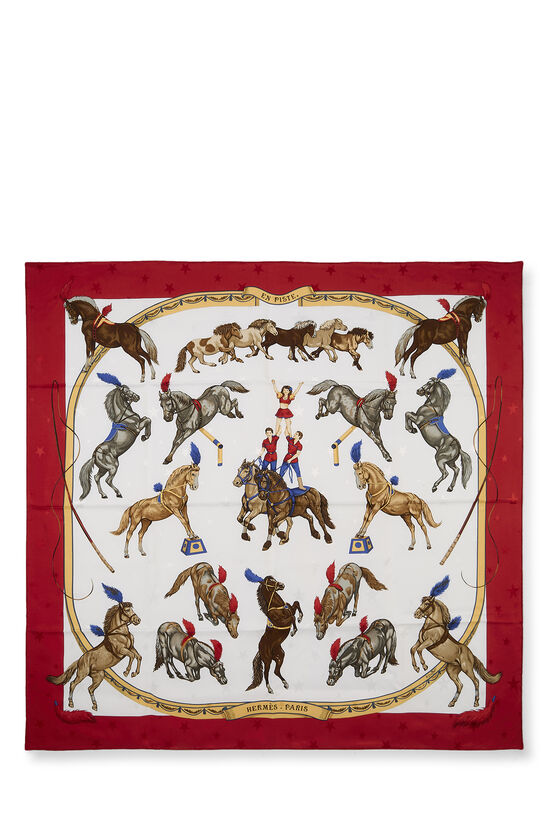 Red & Multicolor 'En Piste' Silk Scarf 90, , large image number 0