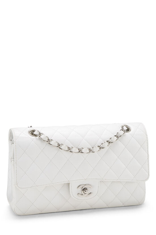White Quilted Caviar Classic Double Flap Medium, , large image number 2