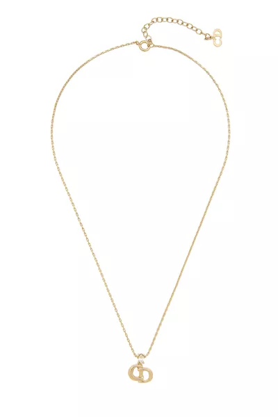 Gold Crystal 'CD' Necklace