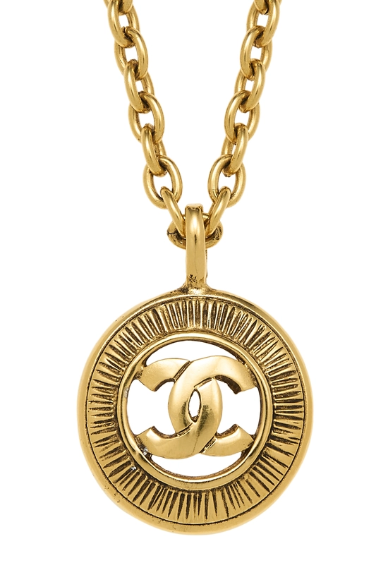 Gold 'CC' Sunburst Necklace Small, , large image number 1