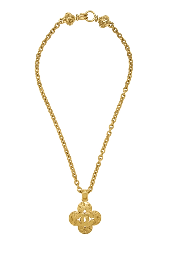 Gold 'CC' Clover Necklace, , large image number 0