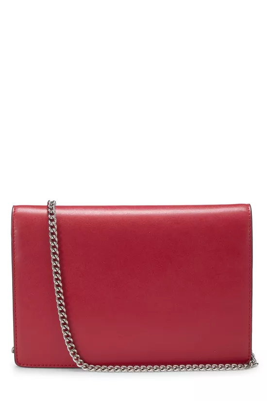 Red Leather 'F is Fendi' Wallet On Chain (WOC), , large image number 3
