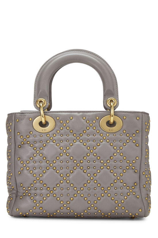 Grey Studded Leather Lady Dior Small, , large image number 5