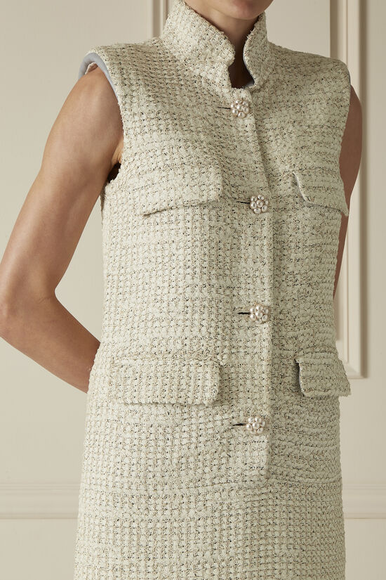 Chanel Cream Tweed Button-Up Mini Dress 60CHX-078
