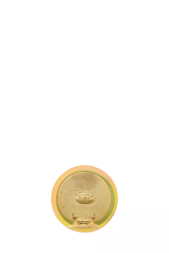 Gold Acrylic Button Earrings, , large image number 2