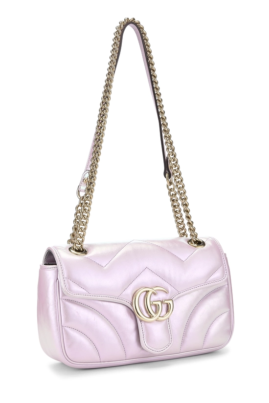 Pink Iridescent Leather GG Marmont Matelass&eacute; Shoulder Bag, , large image number 1