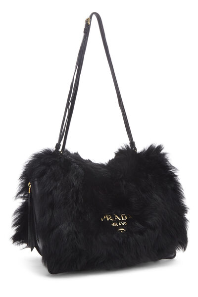 Black Fur Etiquette Shoulder Bag, , large