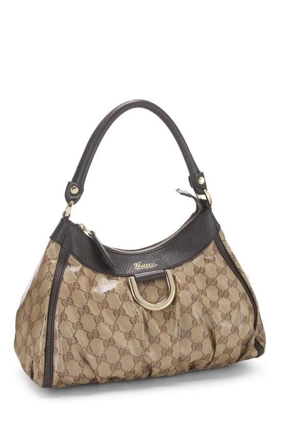 Brown Crystal Canvas D-Ring Abbey Shoulder Bag Small, , large image number 1