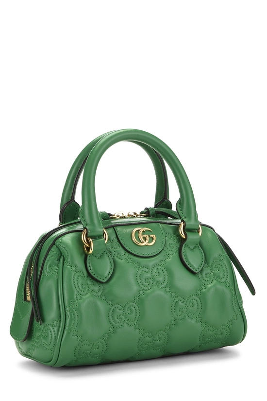 Green Leather GG Marmont Matelass&eacute; Bowler Mini, , large image number 1
