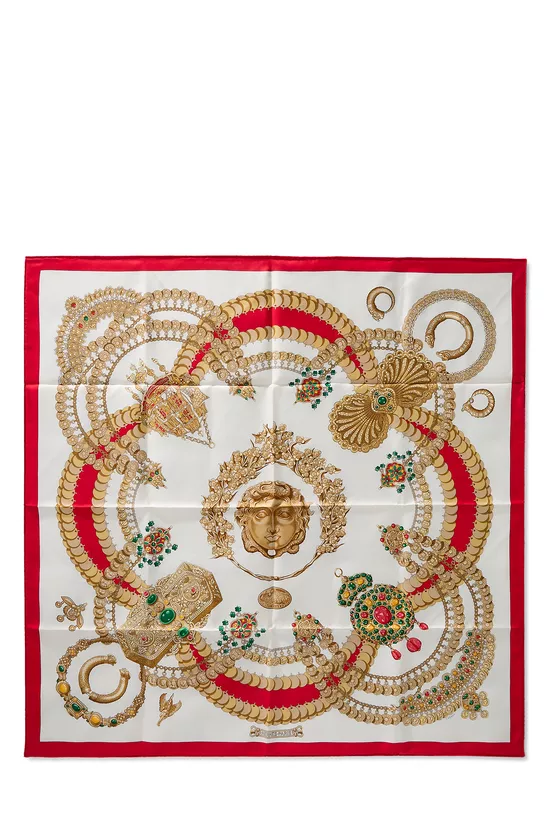 Red & Multicolor 'Kosmima' Silk Scarf 90, , large image number 0