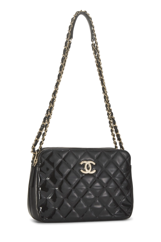 Black Patent Leather Double Zip Camera Bag, , large image number 1