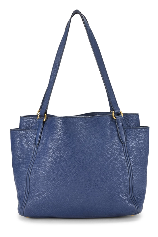 Blue Vitello Daino Side Pocket Tote, , large image number 3