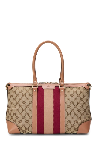 Gucci Pink GG Canvas Vintage Web Convertible Tote