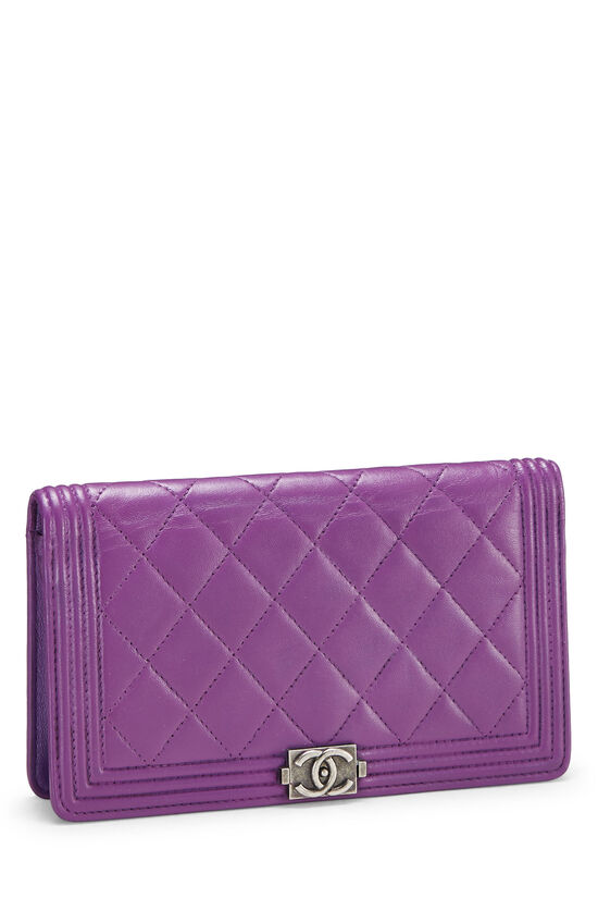Purple Quilted Lambskin Boy Wallet, , large image number 1