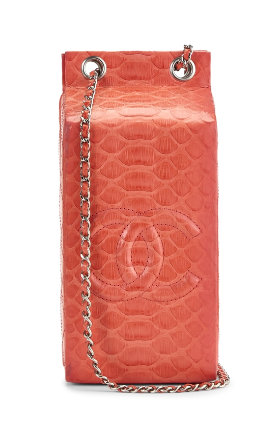Orange Python Milk Carton Bag, , large image number 3