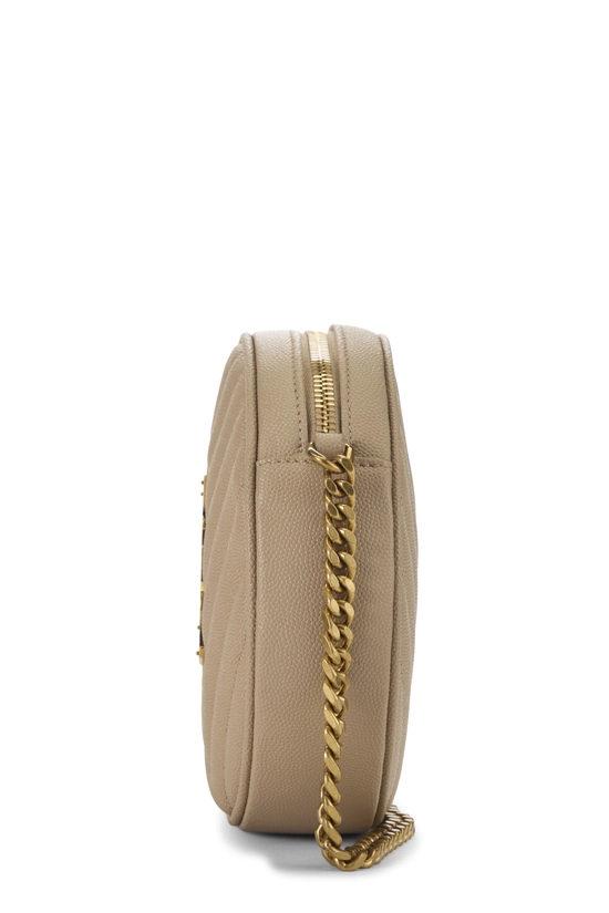 Beige Grainy Leather Round Camera Bag, , large image number 2