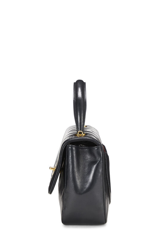 Black Chevron Lambskin Top Handle Flap Bag, , large image number 4