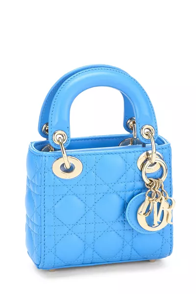 Blue Lambskin Lady Dior Micro, , large