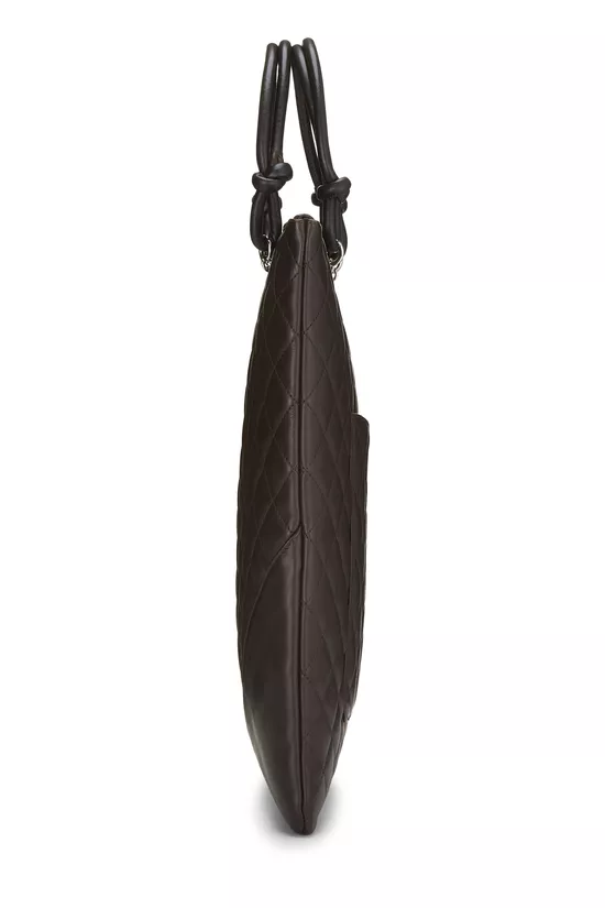 Brown Lambskin Cambon Flat Tote, , large image number 2