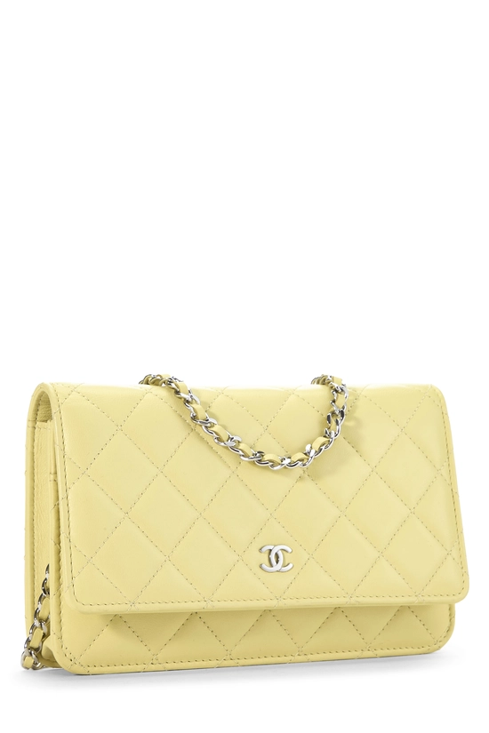 Yellow Lambskin Classic Quilted Wallet on Chain (WOC), , large image number 1