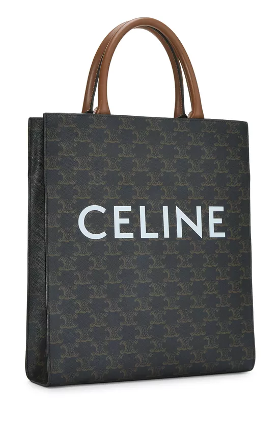 Brown Triomphe Coated Canvas Vertical Tote Small, , large image number 1