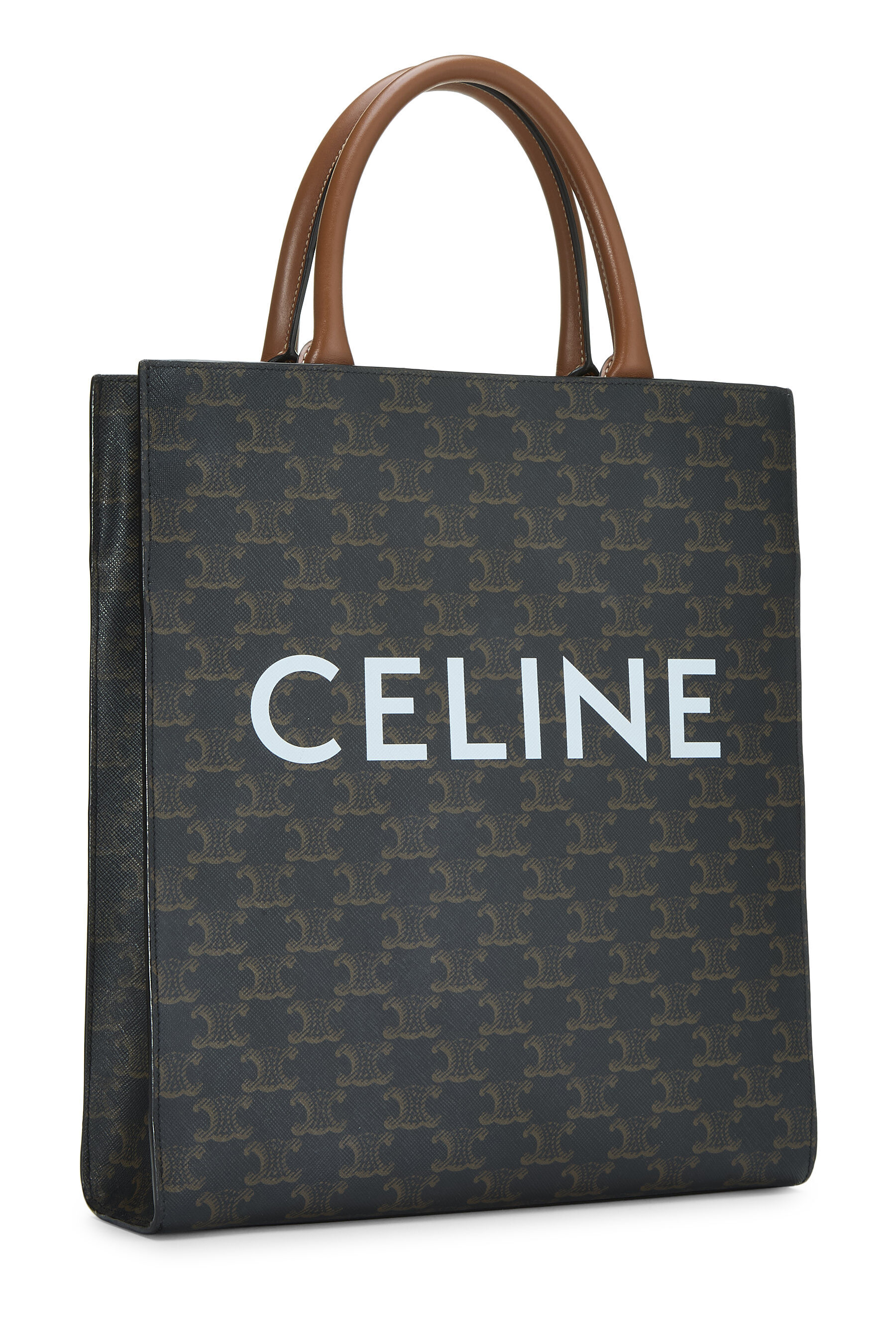 Pre-Owned Brown Triomphe Coated Canvas Vertical Tote Small