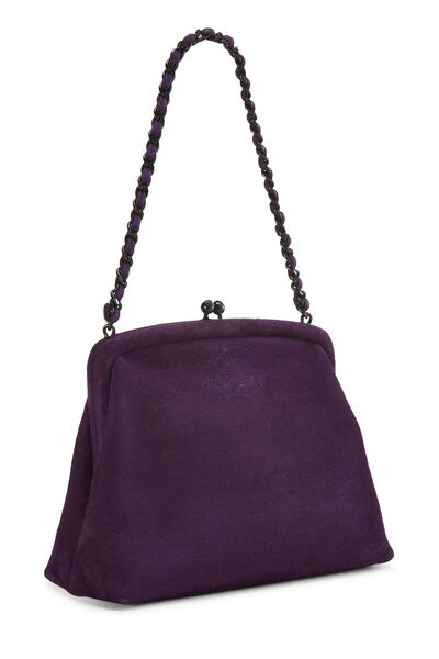 Purple Suede Kiss Lock Mini Bag, , large