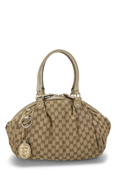 Gucci Gold Original GG Canvas Sukey Boston Handbag