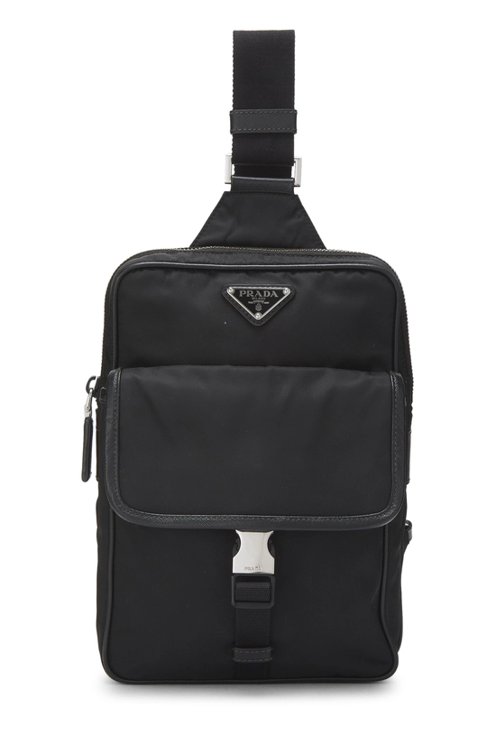 Black Nylon Logo Buckle Sling Bag, , large image number 0