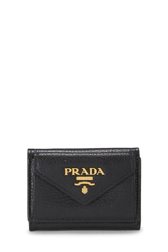 Black Vitello Daino Compact Wallet, , large image number 0