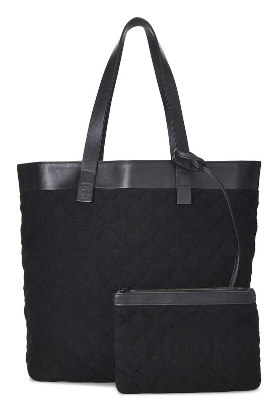 Black Terry Cloth 'CC' Tote, , large image number 5