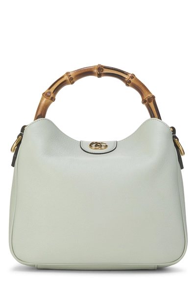 Green Leather Diana Bamboo Shoulder Bag Small