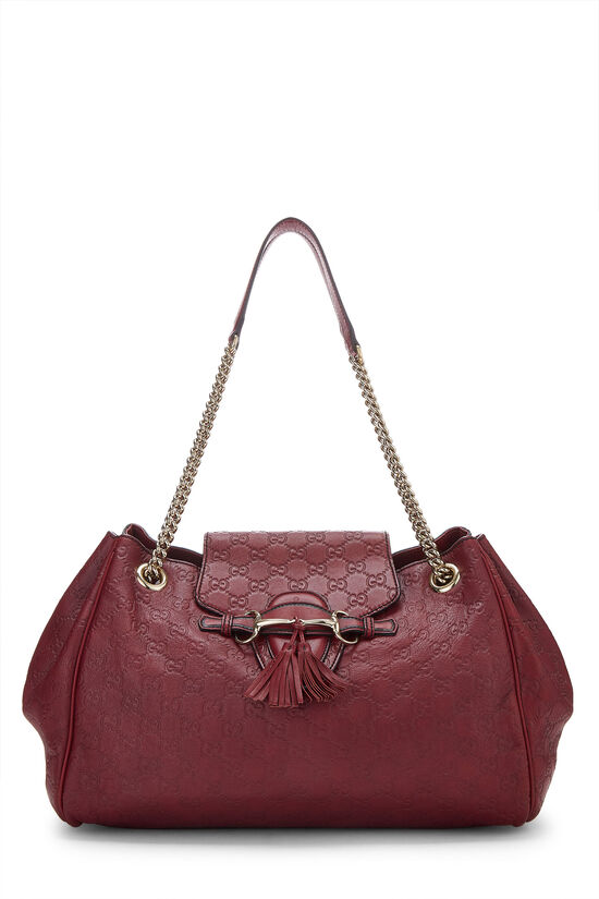 Burgundy Guccissima Emily Chain Tote , , large image number 1