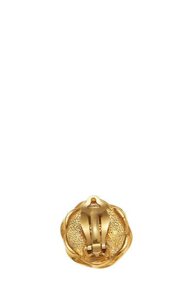 Gold & Black Twist 'CC' Button Earrings , , large