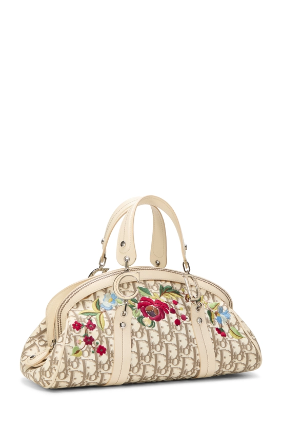 Beige Embroidered Floral Handbag Small, , large image number 1