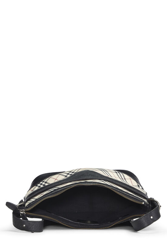 Black & Beige Check Canvas Shoulder Bag, , large image number 5