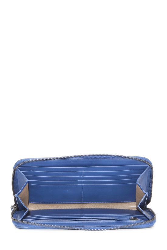 Blue Intrecciato Zip Around Wallet, , large image number 3