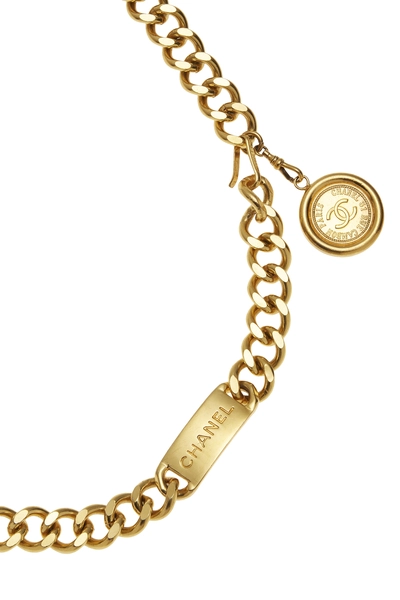 Gold 'CC' Chain Belt, , large