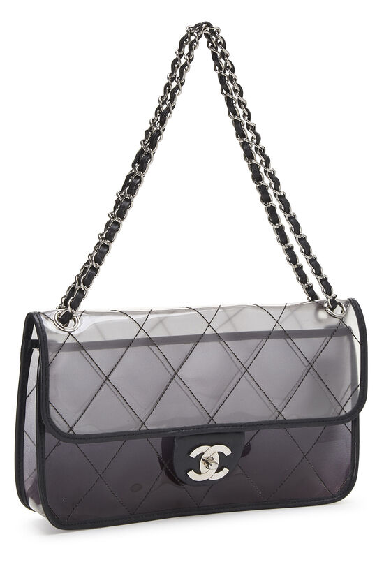 CHANEL Vinyl Naked Classic Flap Silver 20846