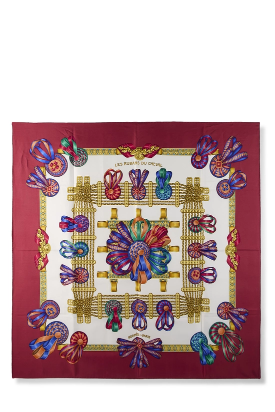 Pre-Owned Pink & Multicolor 'Les Rubans du Cheval' Silk Scarf 90