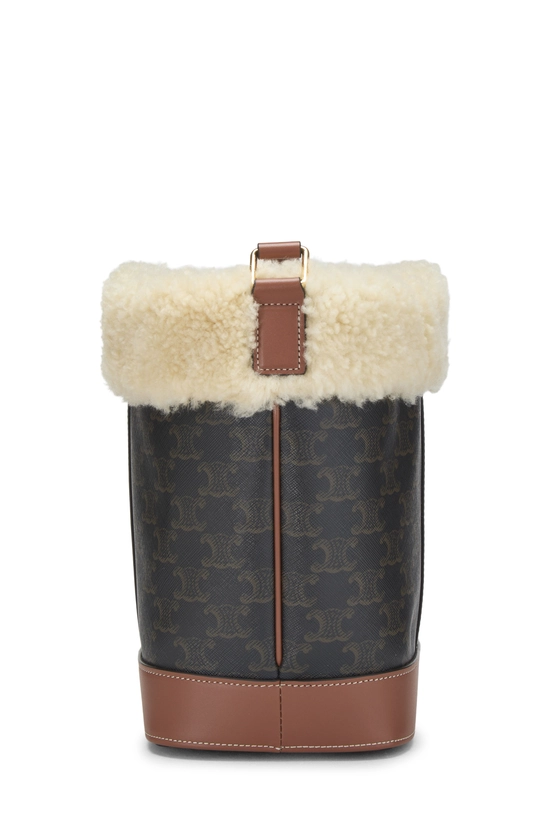 Brown Shearling Triomphe Bucket Bag Small, , large image number 2