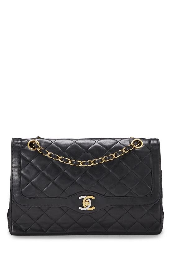 Chanel Black Quilted Lambskin Leather Paris Limited Edition Mini Double Flap  Bag (Pre Owned)