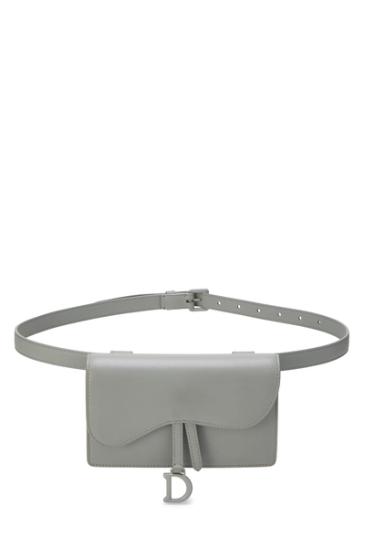 Christian Dior Grey Lambskin Leather Saddle Belt Pouch