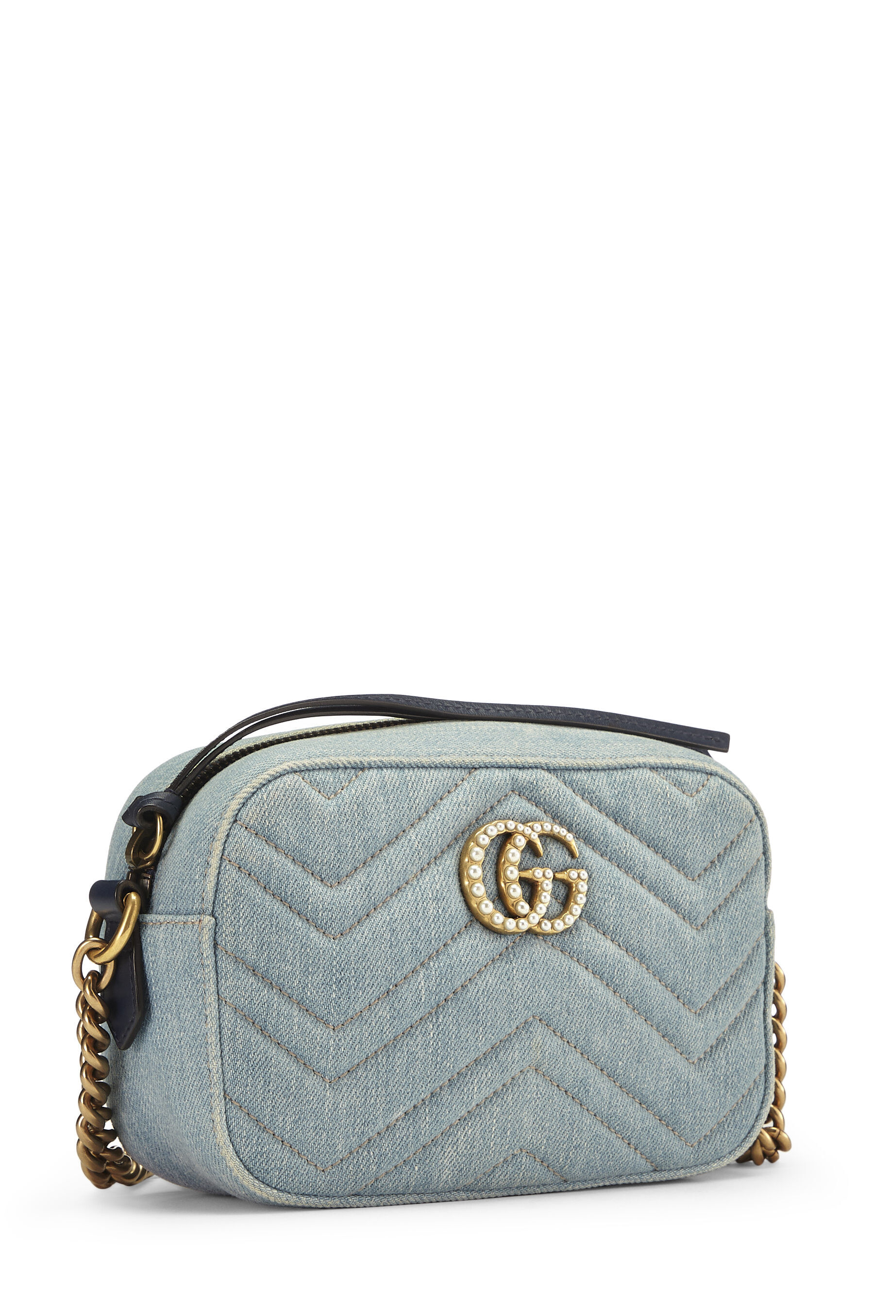 Gucci Quilted Denim 2.0 Imitation Pearl Marmont Metalasse Crossbody Bag  GG-B0209N-0008 – MISLUX