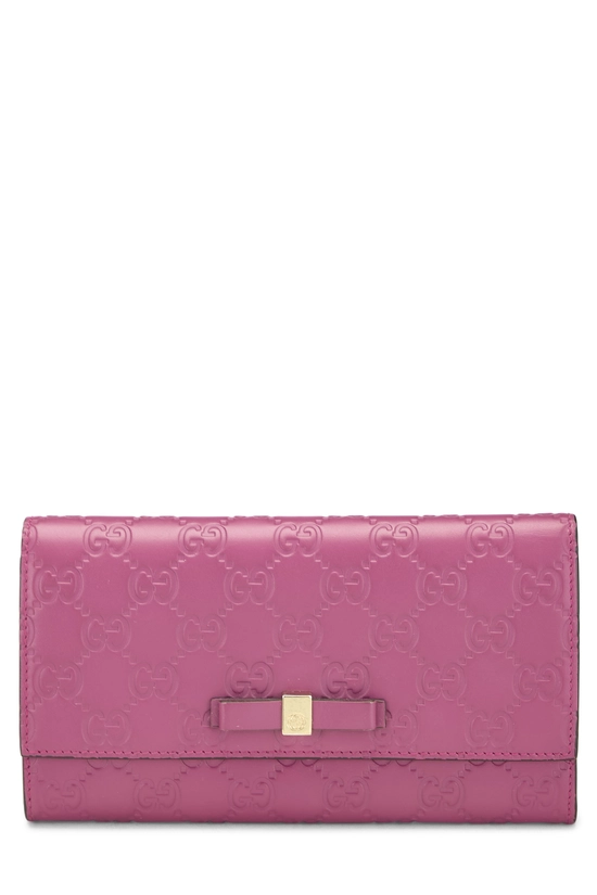 Pink Guccissima Bow Continental Wallet, , large image number 0