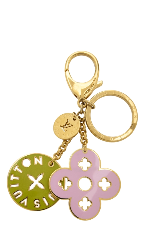 Gold & Multicolor Enamel Looping Monogram Key Chain, , large image number 0