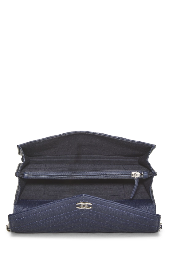 Navy Caviar Chevron Envelope Wallet on Chain (WOC), , large image number 5