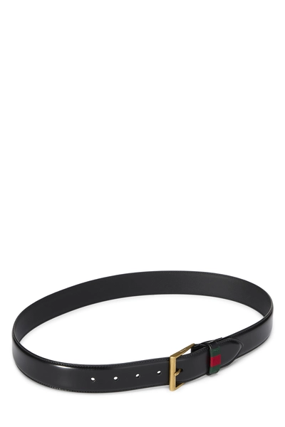 Black Leather Belt 85, , large