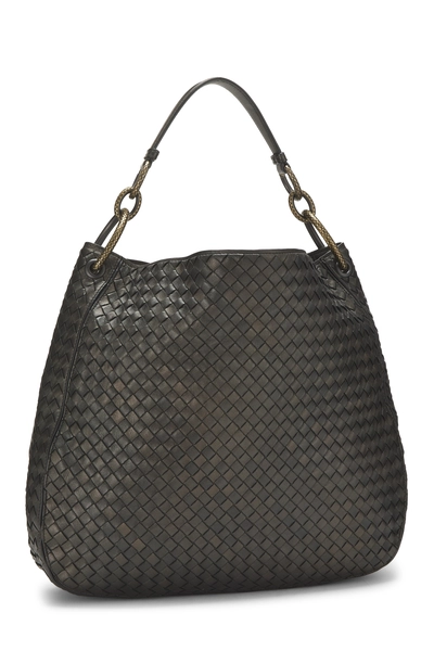 Bronze Intrecciato Leather Loop Hobo Large, , large