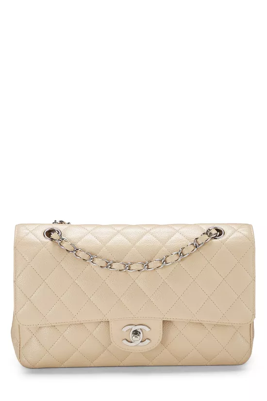 Beige Quilted Caviar Classic Double Flap Medium, , large image number 0